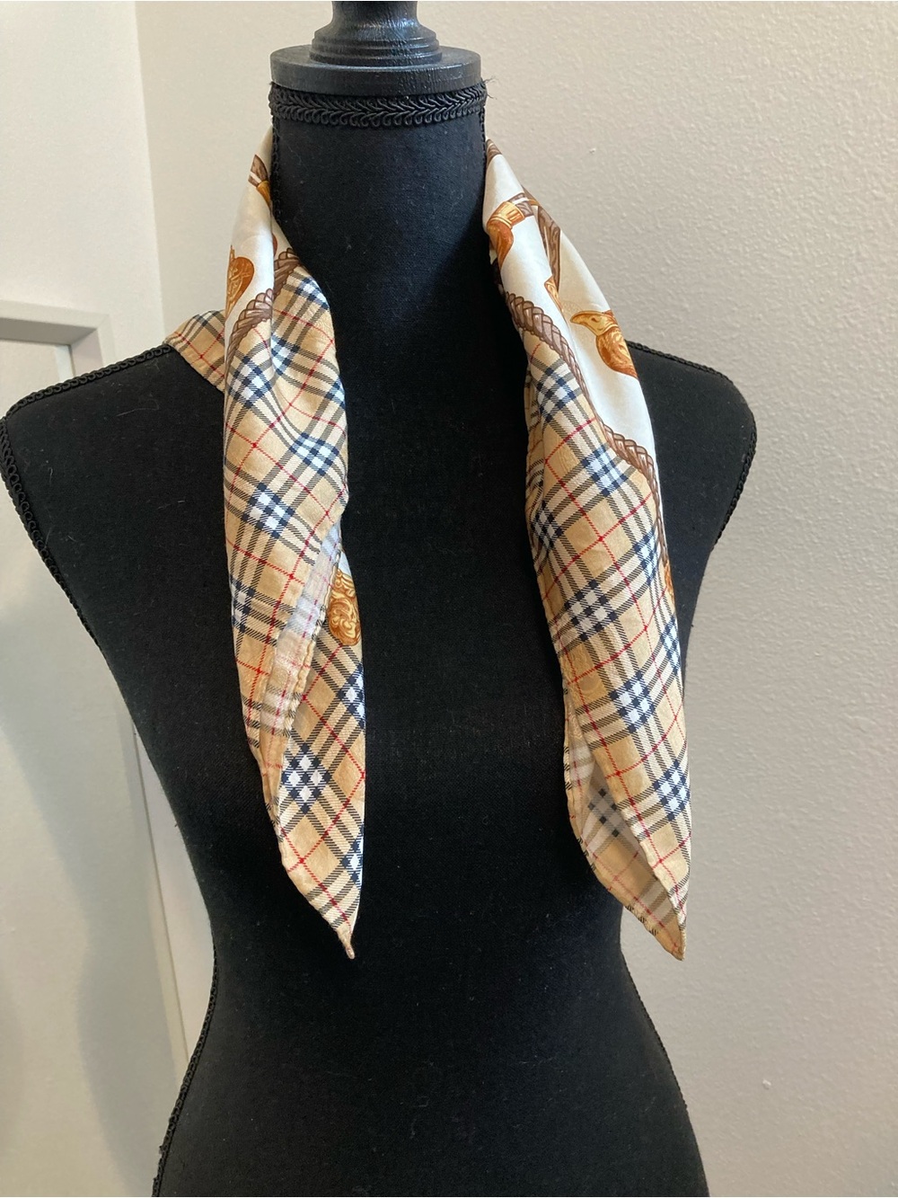 Burberry Plaid Crest Tapestry in Beige, Brown, Gold - Picture 9 of 9